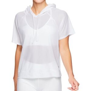 GAIAM Bright White Carina Mesh Short-Sleeve Hoodie (M)